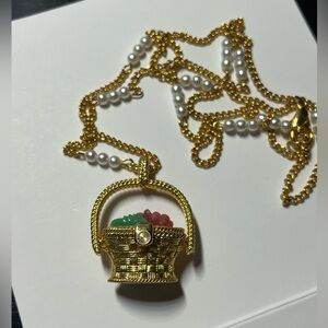 Elegant Gold Basket Pendant Necklace